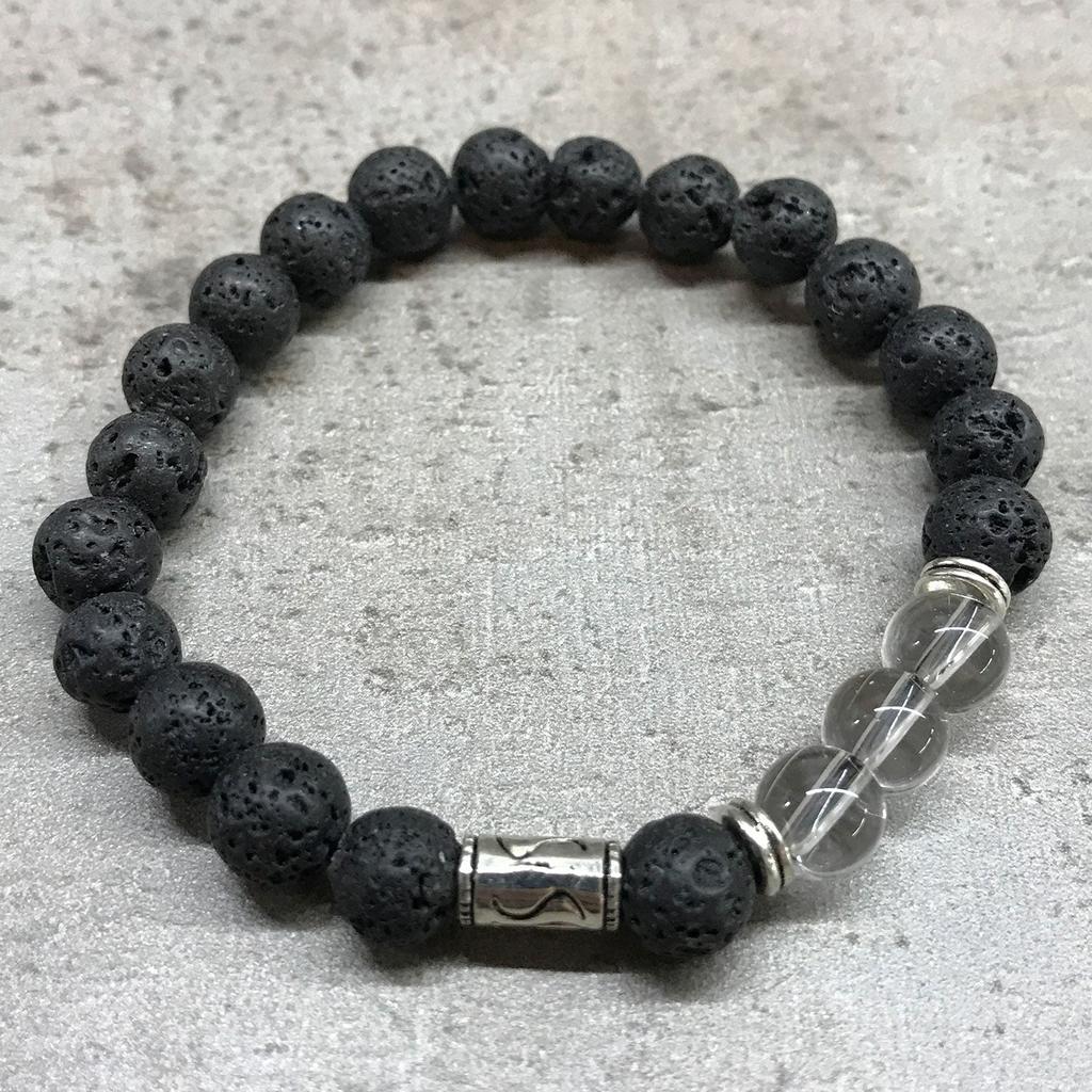 Lava Stone Tribal Bracelet with Rock Quartz