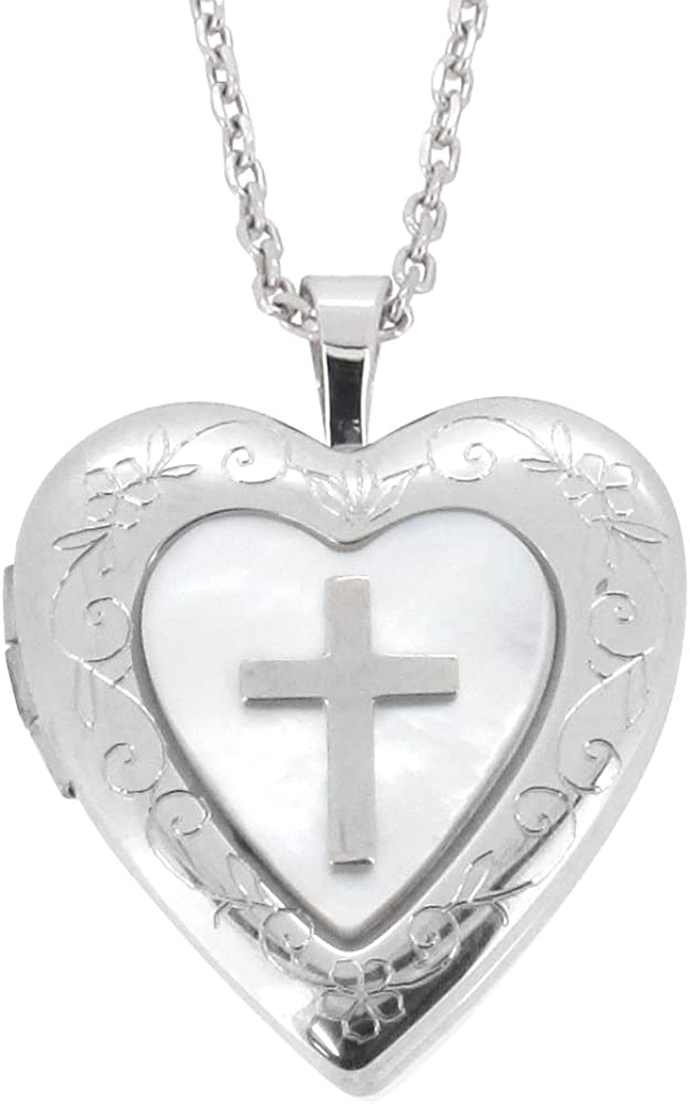 

Серебряное колье-медальон Gin no Cross из серебра 925 пробы, без держателя для фото, крест sv925 [Shinjuku Kura], в форме сердца с перламутром (Без цепочки, Гравировка) Женский