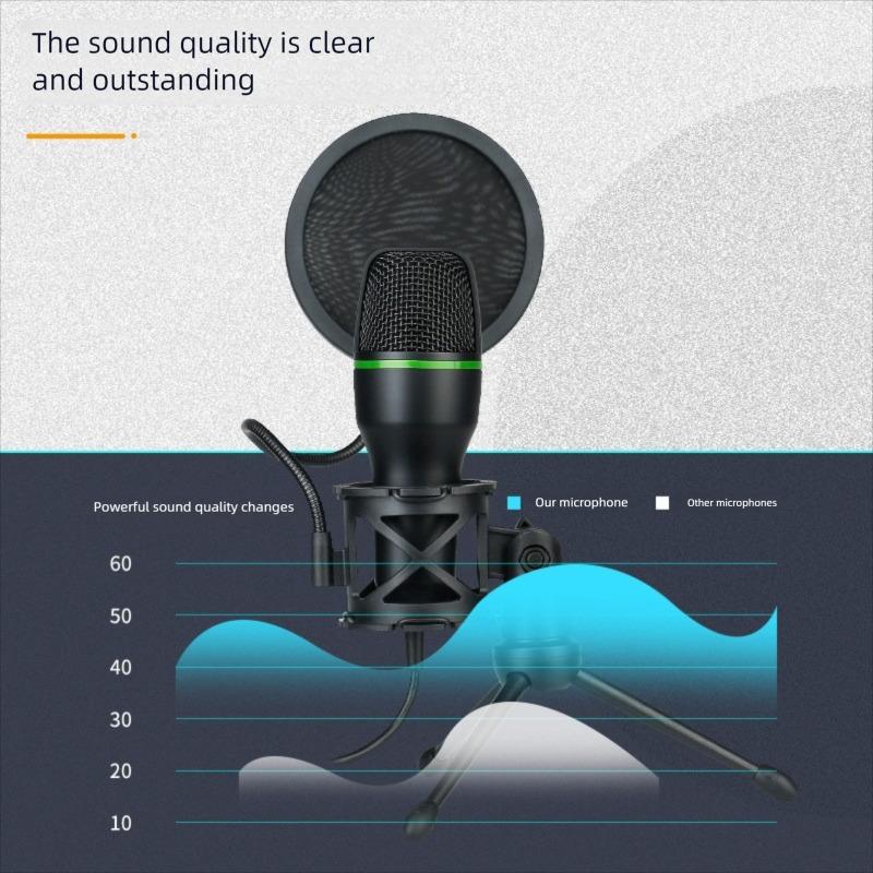 3.5mm/USB Condenser Wired Microphone for PC Laptop Gaming Podcast Studio Professional Anti-Blowout Desktop Microphone