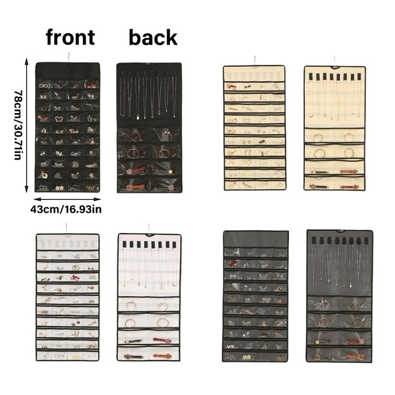 Elegant Jewelry Storage Organizers for Closet with 48 Pockets Dustproof Designs Earring Necklace Holder Organization