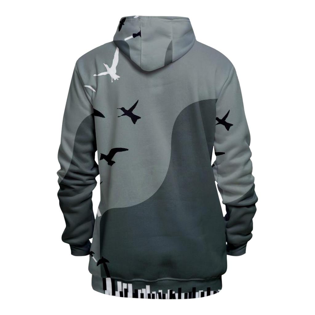 Volný pánský a dámský svetr s dlouhým rukávem a kapucí s módním potiskem