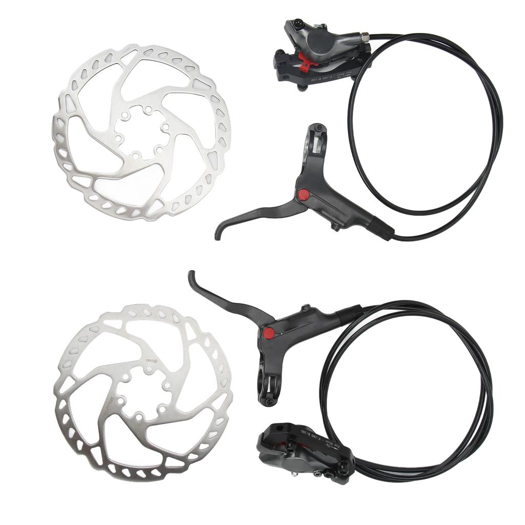 WAKE Front and Back Disk Brake Kit Aluminum Alloy Calipers Stainless Steel 160mm Rotors with Cable Brake Lever for Road