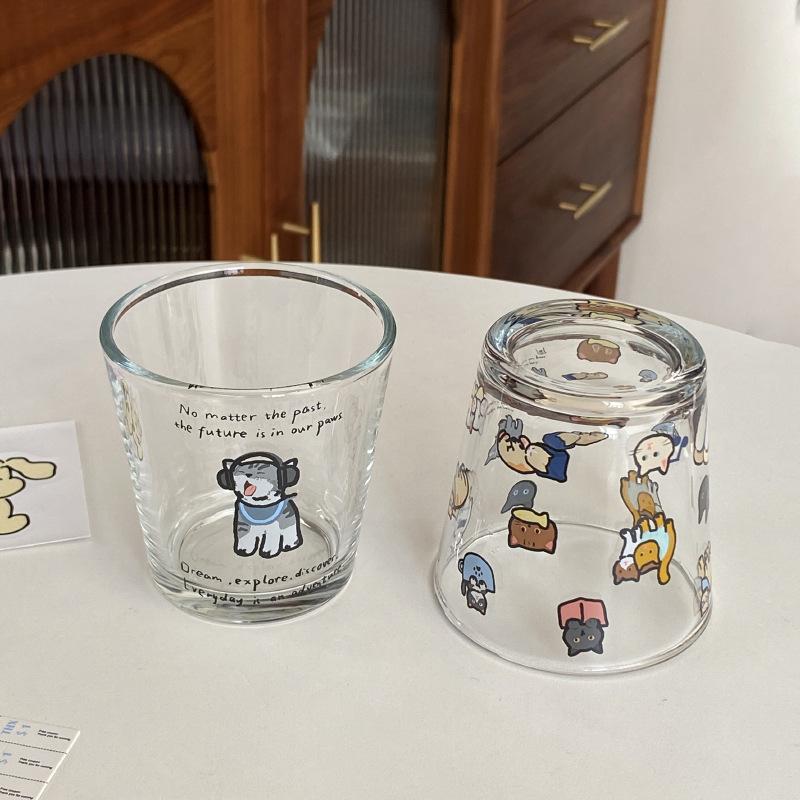 Japanese-Style Small Wine Glass, Niche Ins Cartoon Repair Hook Glass, High Temperature Resistant Small Wine Cup, Coffee Cup, Gift Box.
