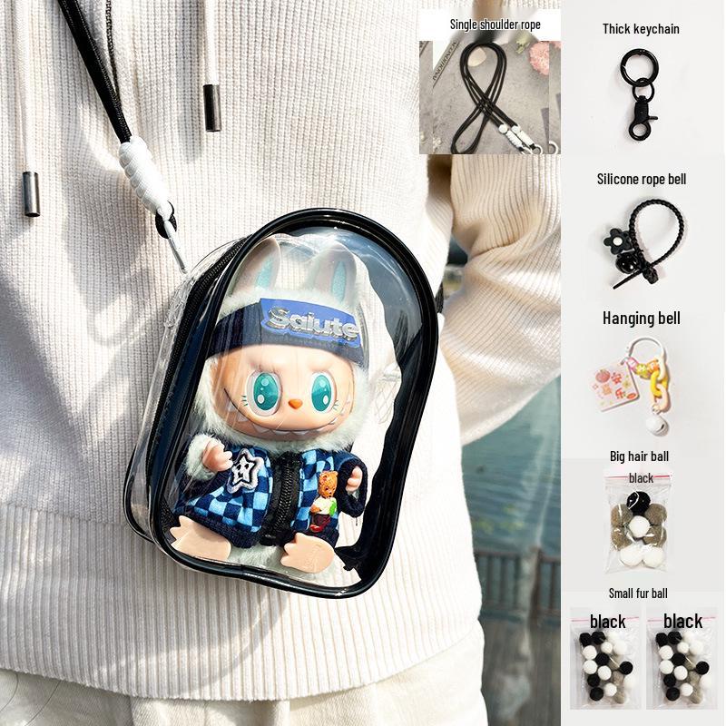 15cm Dustproof Crossbody Stroller Bag: La Bu Bu Second Gen Transparent PVC for Cotton Dolls
