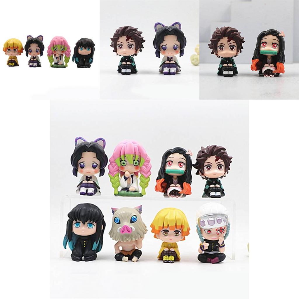 Adorable 8 Piece Q Version Sitting Demon Slayer Nezuko Toy Doll Capsule Figures Collection