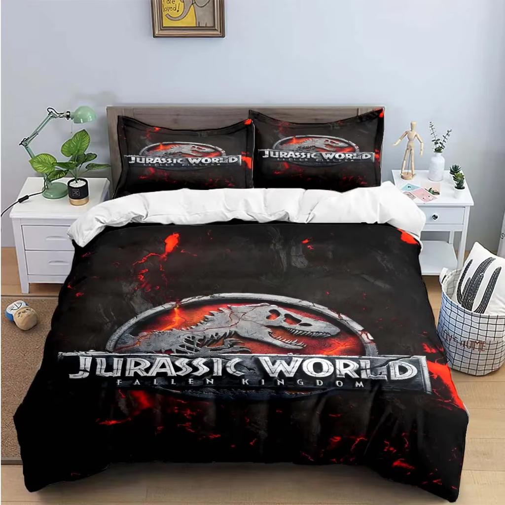 Mode 3D Dinosaur J-Jurassic Park Tryck Sängkläder Sängförsörjningsset Påslakan Sängöverkastset Sängklädesset Lyxgåva
