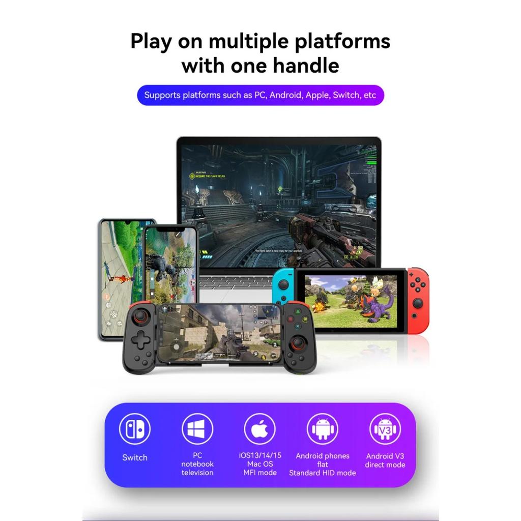 Wireless BT Stretchable Game Controller for Android IOS Phones PC Devices Gamepad Joystick for PS4 PS5 Switch Xbox Console