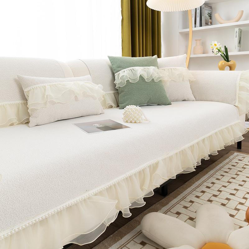 Sofa Cushion Four Seasons Universal Non-Slip High-Grade Cushion Minimalist Modern Fashion Lace Edge Sofa Cover
