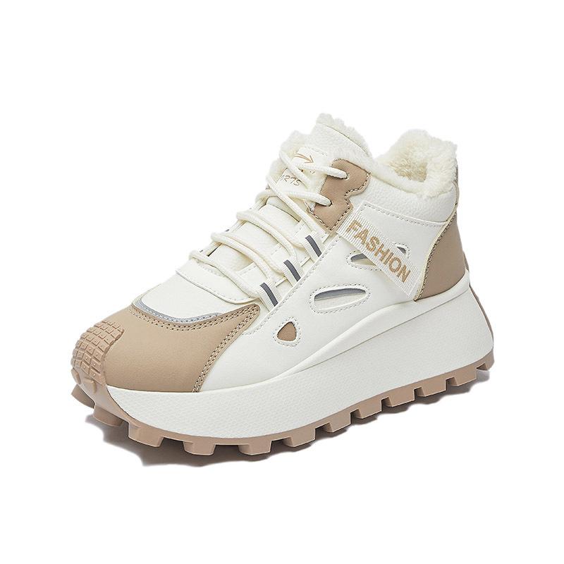 Winter Warm Snow Boots for Women Non-Slip Platform Running Sneakers With Faux Fur Lined Lace-Up Tennis Walking Shoes Women's Outdoor Short Booties