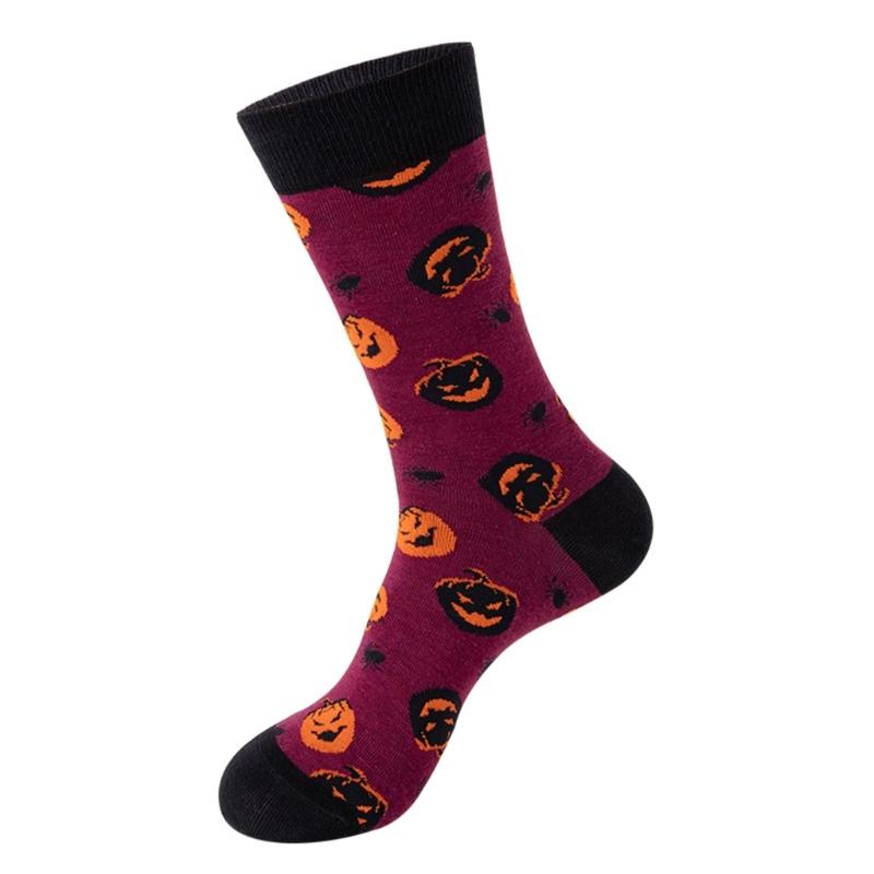 Halloween Socks with Scary Skulls, Vampire Teeth, and Pumpkin Faces Charm Designing Woman Man Autumn Winter Socks