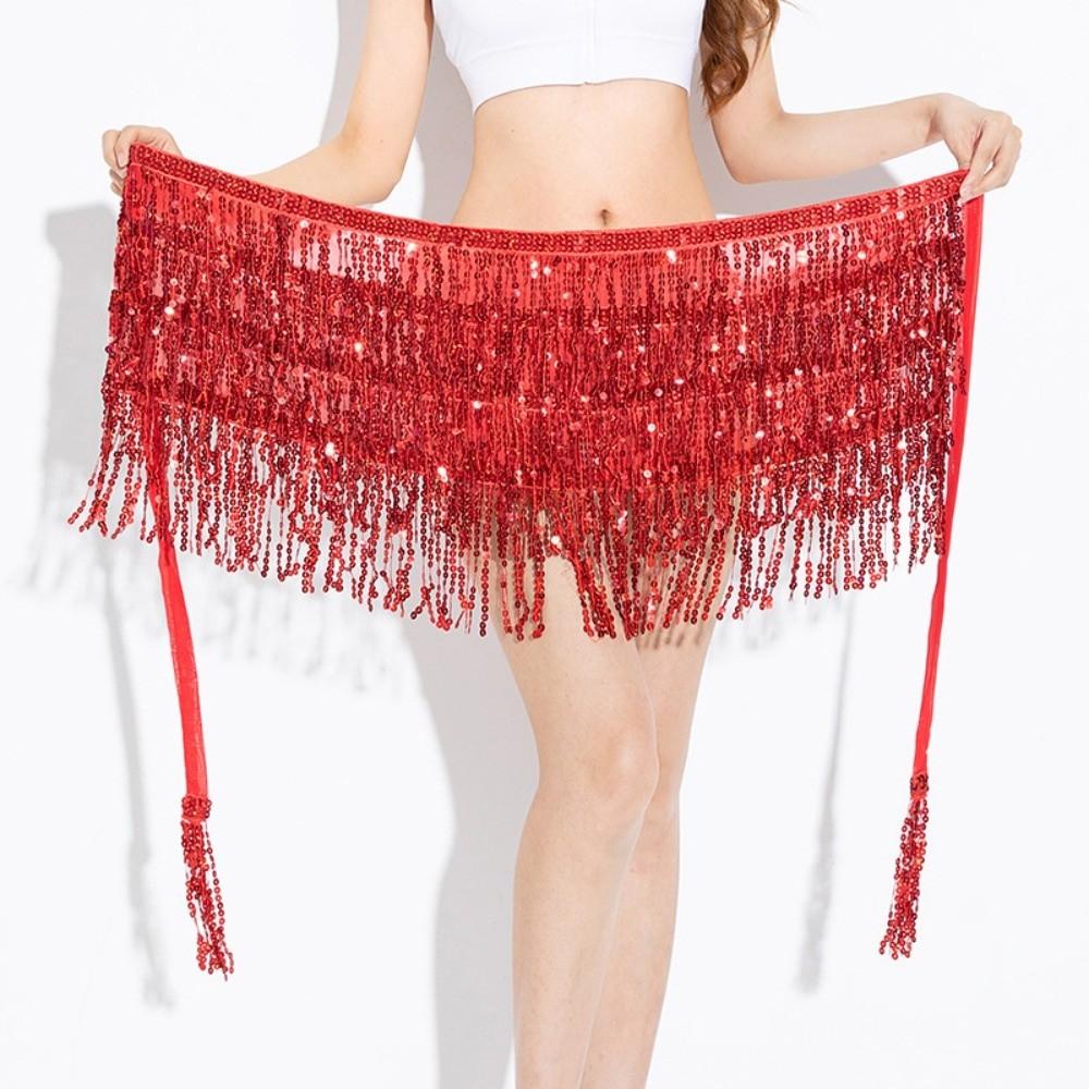 Dress Belly Dance Waist Chain 4-Layer Tassel Hip Scarf Latin Dance Hula Short Skirt Carnival Party