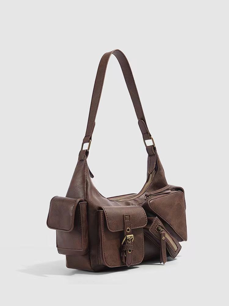 JIAERDI Retro Y2k Underarm Bag Purse Women High Street Leather Chic Brown Handbag Ladies Vintage Shoulder Bags Bolsos De Mujer