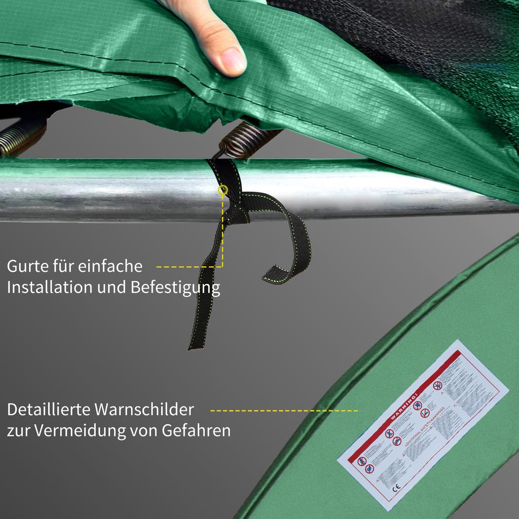 12FT Trampoline Spring Cover, Plastic Trampoline Pad Replacement Safety Guard, Green