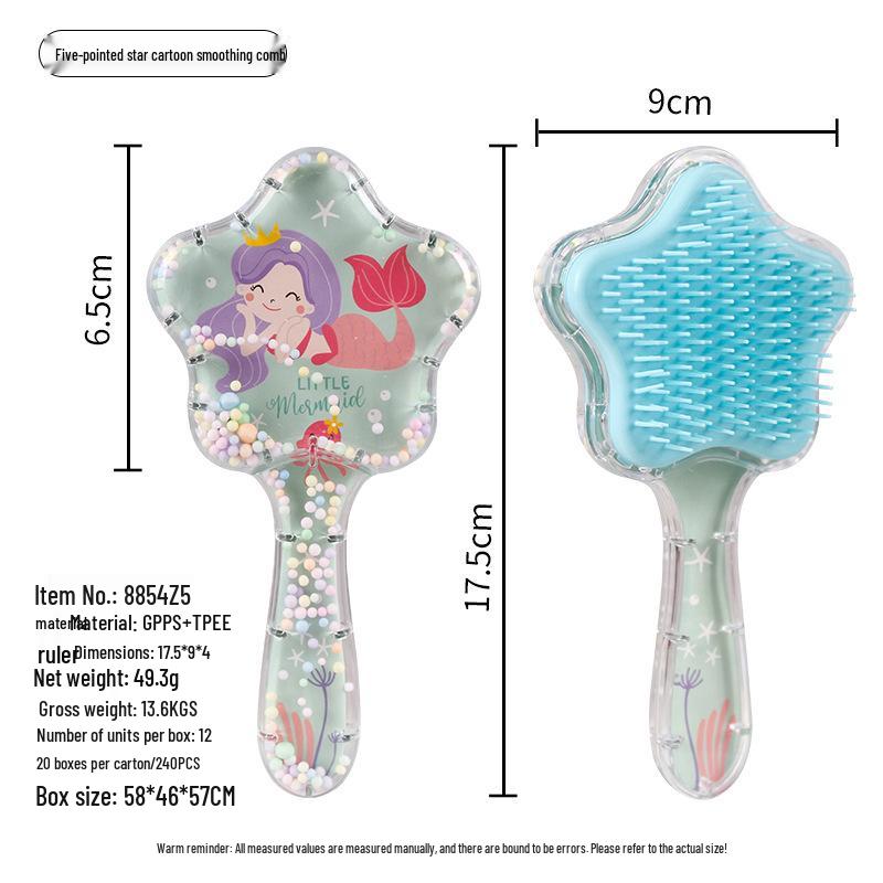Pentagram Cartoon Magic Comb: Transparent, Anti-Tangle, Portable Hair Smoothing Comb for Kids