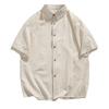 Men's Summer Pleated Seersucker Short-sleeved Shirt Light Shirt Cardigan Shirt