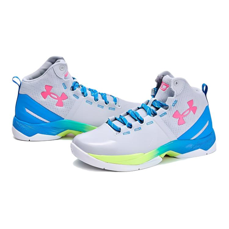 Under Armour Curry 2 Retro TD Splash Party Baby Sneakers Grey Halo-Gray Electric-Blue 3026307-100