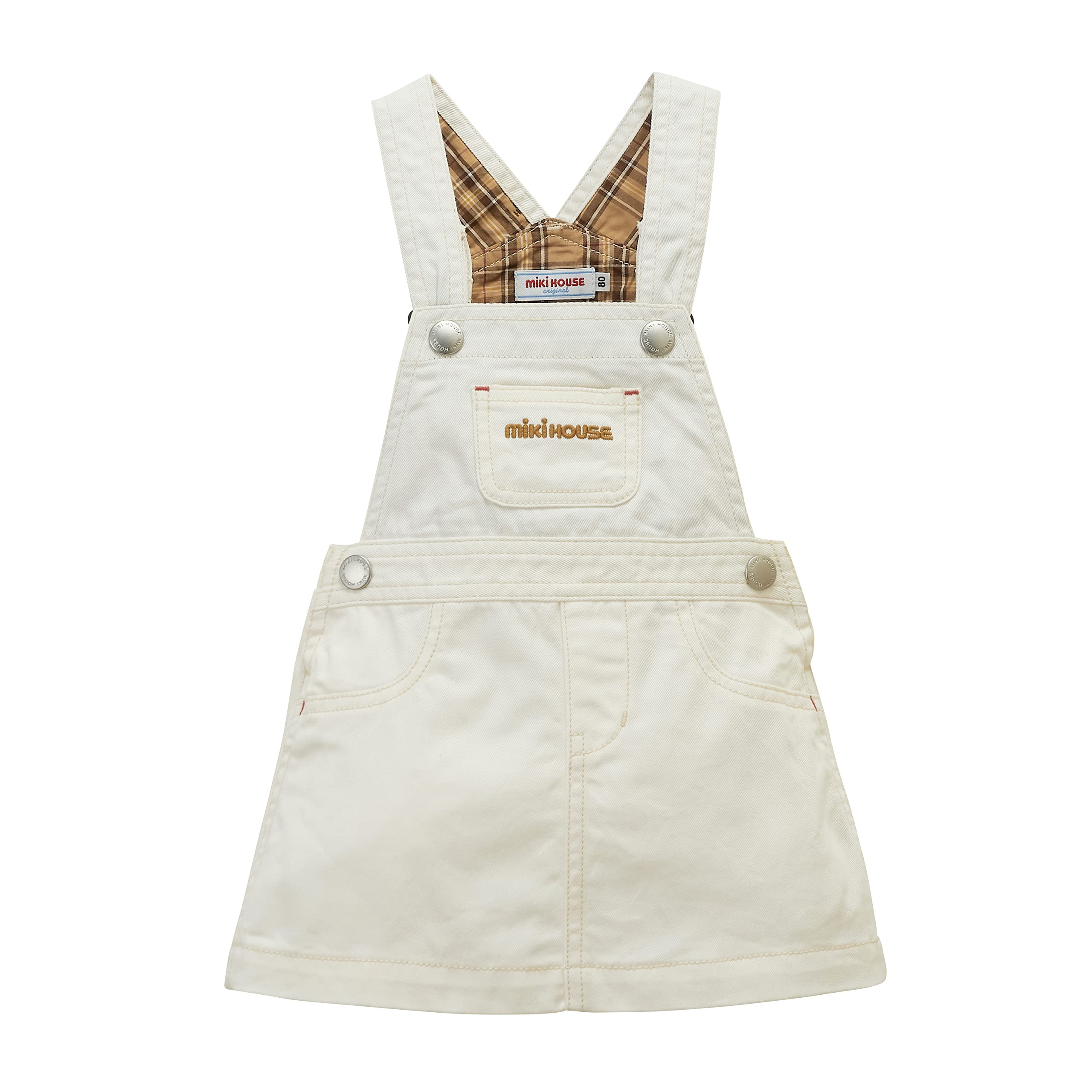 

Юбка-джемпер с логотипом из денима для девочек, детская одежда 90 см, белая [MIKI HOUSE] для детей 10-1821-575 белый