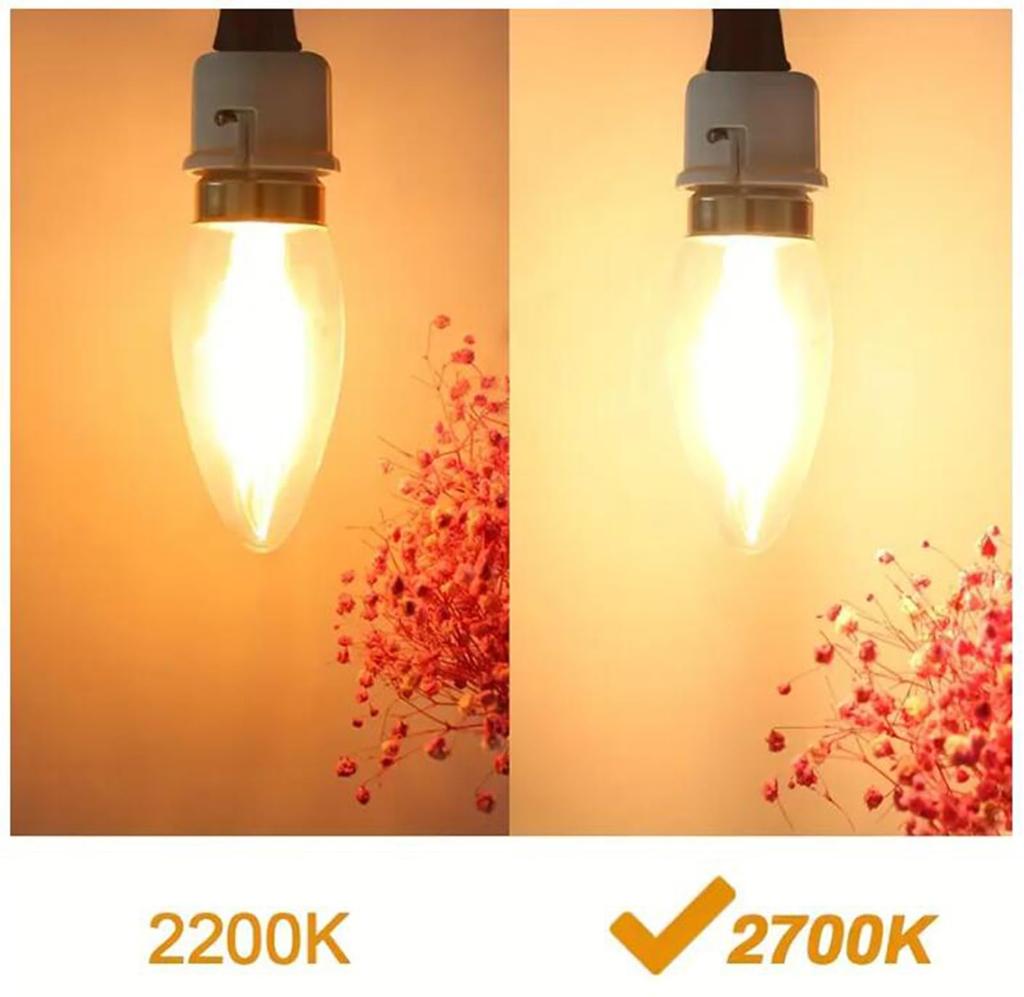 5-Pack B22 Bayonet C35 LED Filament Bulbs, 4-Watt Equivalent (40-Watt) for Energy-Saving Lighting, Pendant Lamps, Table Lamps, and Wall Lamps