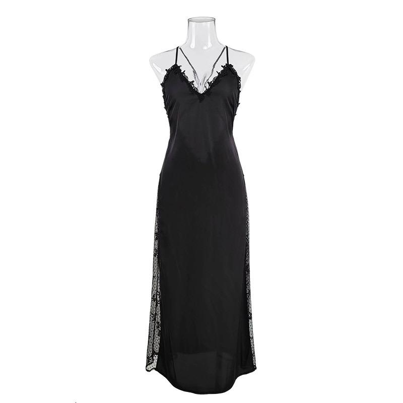 Suspender Nightdress Women's Ice Silk Thin French Court Dress Sexy Slim-fitting Clothes Can Be Worn Outside
