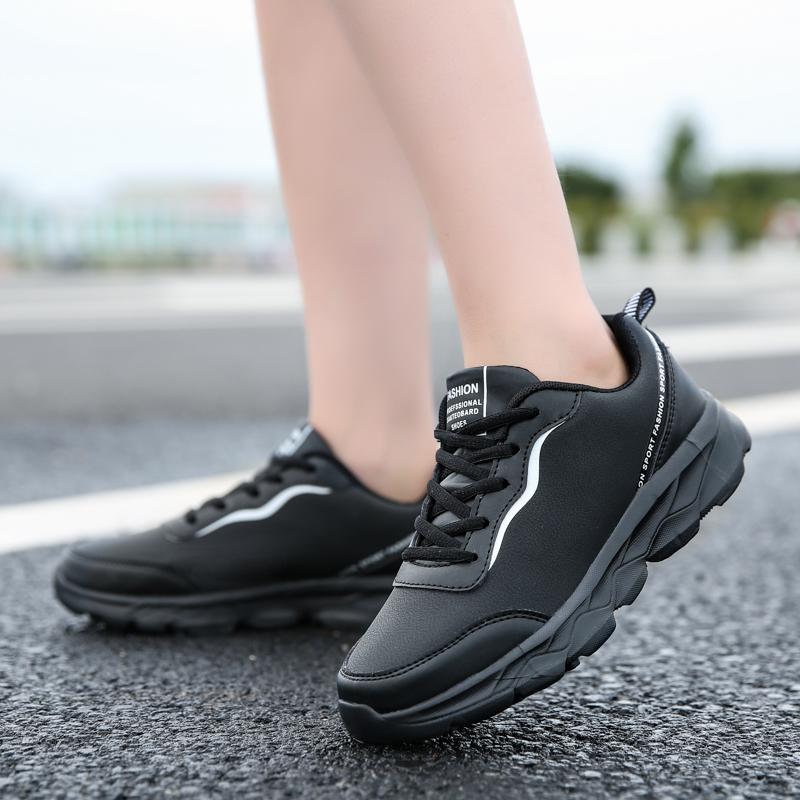Fashion Women's Running Shoes Autumn Shock Absorption Female Sport Shoes Lightweight Casual Shoes Leather Surface Waterproof Low Help