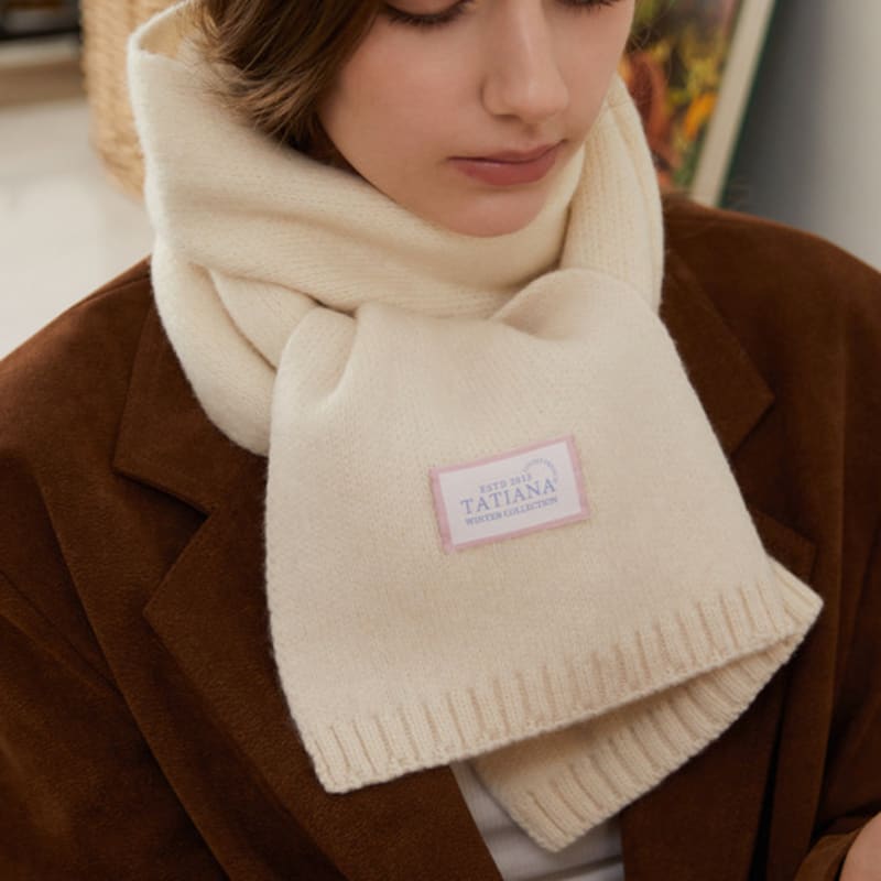 

TATIANA French Knit 100% Wool Muffler MF8102 2 Colors IVORY