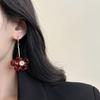 Red Flower Tassel Earrings Earrings Resin Petals Pendant Retro Light Elegance Premium Natural Light Luxury Earrings