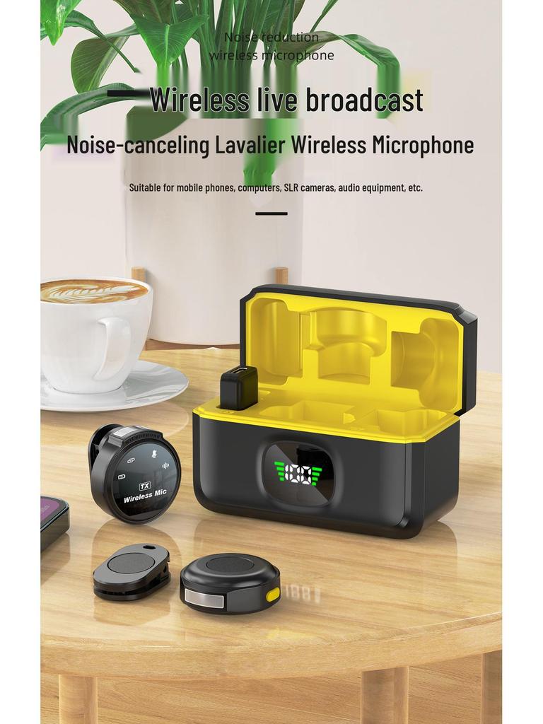 Magnetic Wireless Lavalier Mic with Noise Reduction for Live Streaming & Long-Distance Sound Pickup