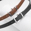 Women'S Simple Belt Premium Silver Buckle Dress Jeans Decorative Solid Color Belt Women