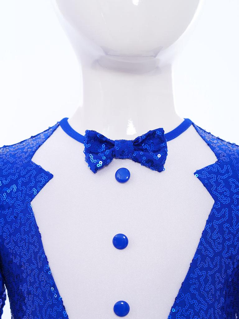 Kostium do tańca jazzowego dla dziewcząt Błyszczący cekinowy gorset Tiulowa spódnica Leotard z długim rękawem Niewidoczny zamek błyskawiczny na plecach Body