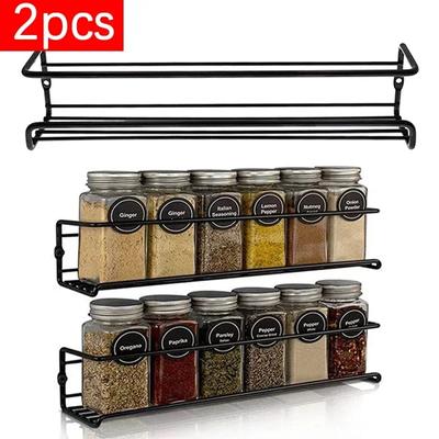 2Pcs Organizador de Cozinha Metal Pendurado Prateleiras Para Restaurante Casa Prateleira de Tempero Montado Na Parede Prateleira de Armazenamento de Pote de Especiarias Camada Única