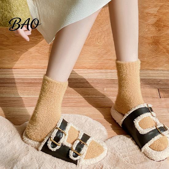 Bequeme Heim-Lounge-Socken, Verdickter Imitationsmink-Samt für Damen, Weiche Plüschsocken, Thermisch, Winter, Atmungsaktiv, Warm, Täglich, Einfarbige