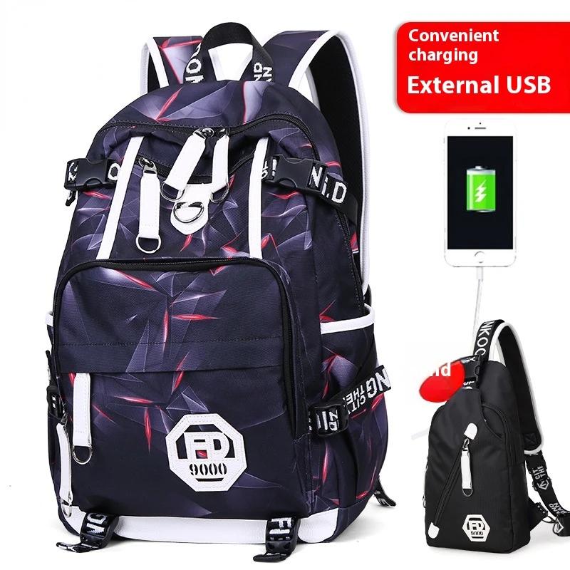 Tienerjongens Rugzak Middelbare School Studenten Boekentas Outdoor Dagrugzak met USB-oplaadpoort Grote Studenten Laptop Rugzak