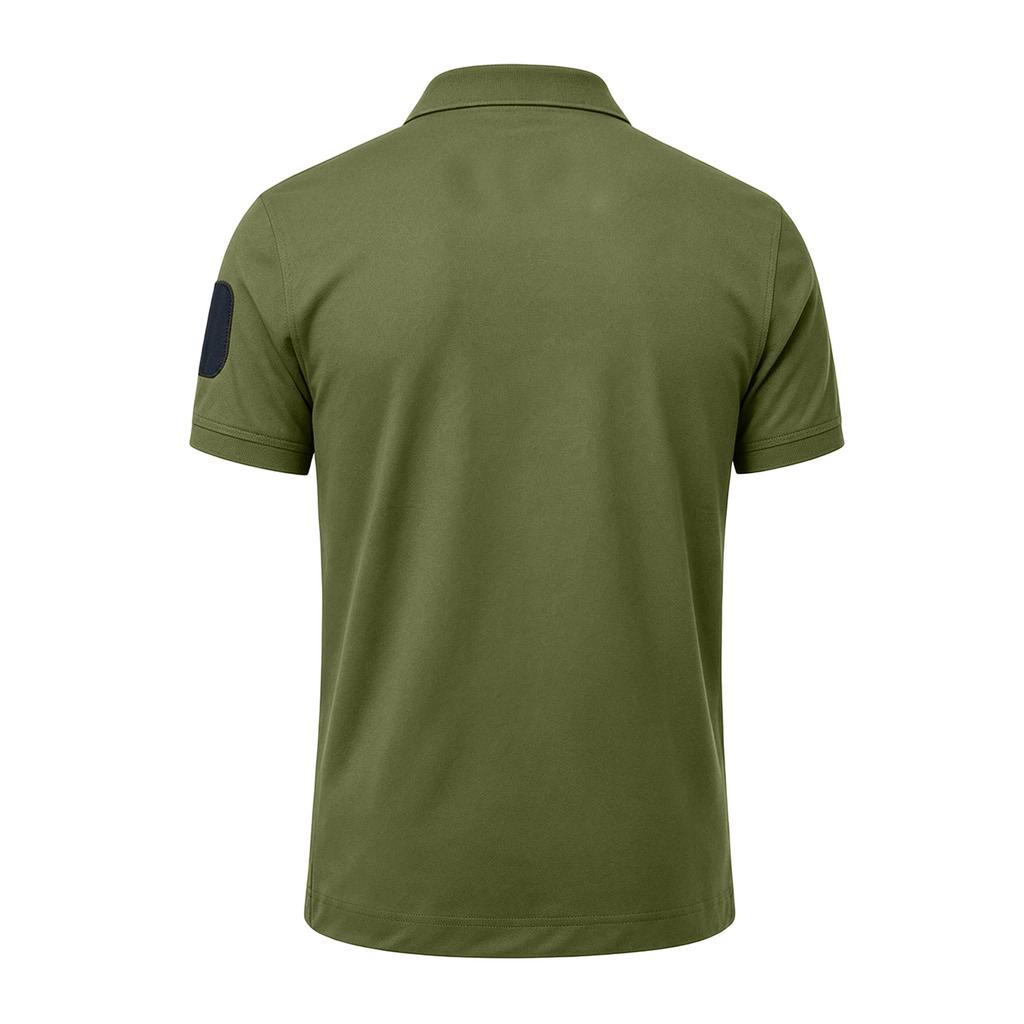 Men's Tactical Quick Dry Polo Shirt Loose Fit Breathable Outdoor Short Sleeve Shirt with Hook and Loop Collar for Casual Use