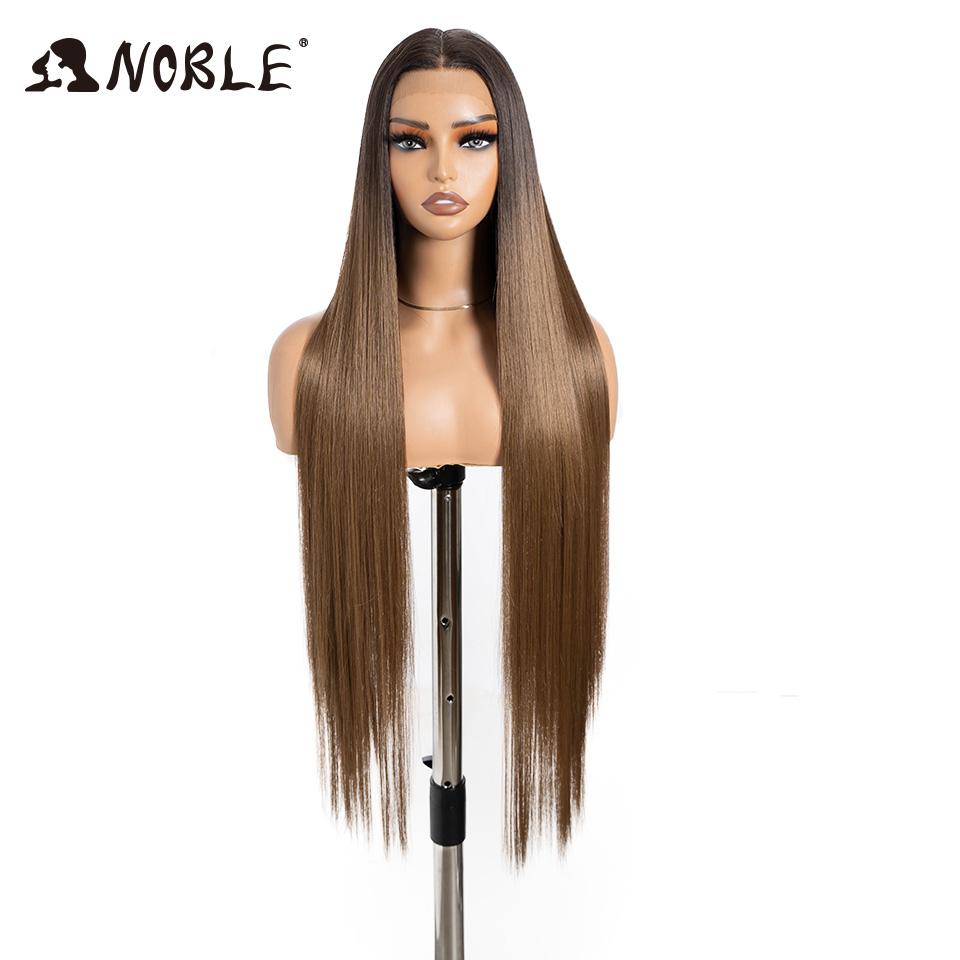 Noble Synthetic Lace Front Wigs For Women 38 Inch Straight Wig Lace Wig Ombre Blonde Lace Wigs Cosplay Straight Lace Front Wig
