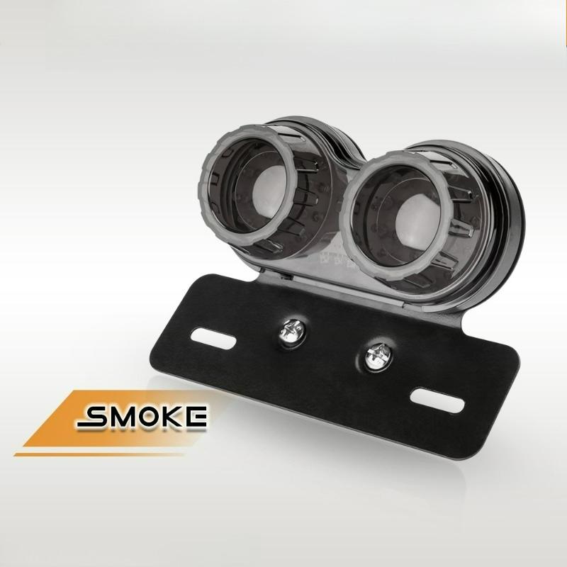 Smoke/Red 12V for License Plate Bracket Motorcycle LED Tail Light Integrated Brake Turn Signal Light