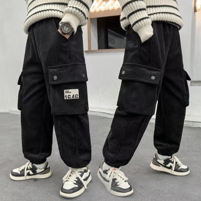 Boys' Pants 2025 Spring Autumn Trendy Children's Corduroy Pants Big Kids Sweatpants Loose Cargo Pants Trendy
