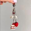 Fashion Unique Bow Heart Phone Charm Cute Creative Strawberry Cake Pendant Keychain Luxury Phone Lanyard Bag Phone Accessories