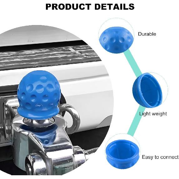 2 PCS Trailer Ball Cover, 2 Inch ID Rubber Towball Protector Trailer Hitch Protective Caps, Heavy Duty Waterproof Tow Ball Protector Replacement for