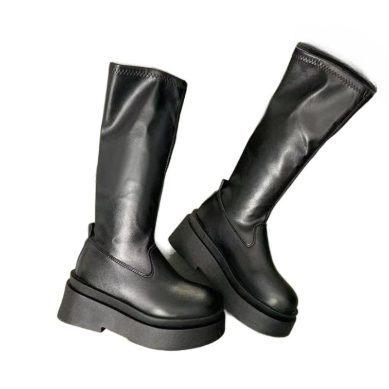 Fashion Platform Women's Long Boots Classical Elegant New Brand Shoes 2025 Designer Chelsea Knee Boots Dress Cozy Zapatillas De Mujer