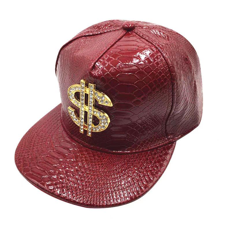 Big Size Crocodile Leatherpattern Baseball Cap Unisex Adjustable Trend Hip Hop Style Cross Skull Flat Brim Duck Tongue Hat