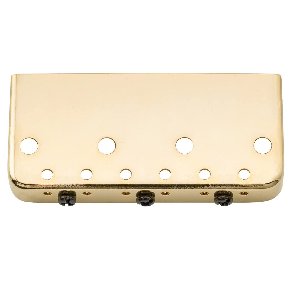 Wilkinson WTBS Short Brass Compensated 3-Saddle Telecaster Bridge for Humbucker Tele-Style or Vintage Electric Guitars, Gold