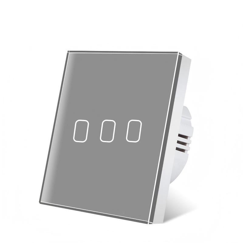 EU/UK No Neutral Wire Touch Wall Light Switch 1/2/3 Gang Single Live Wire Tempered Glass Panel for Home & Hotel /ODM Factory