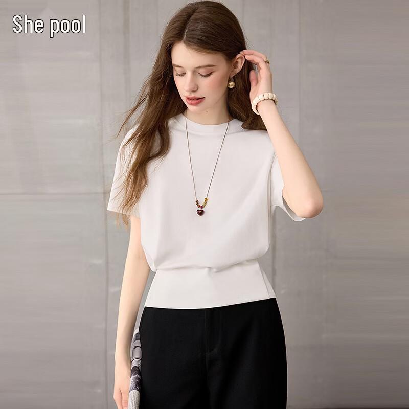 

She Chi Women s Solid Round Neck Waist-Slimming T-Shirt M