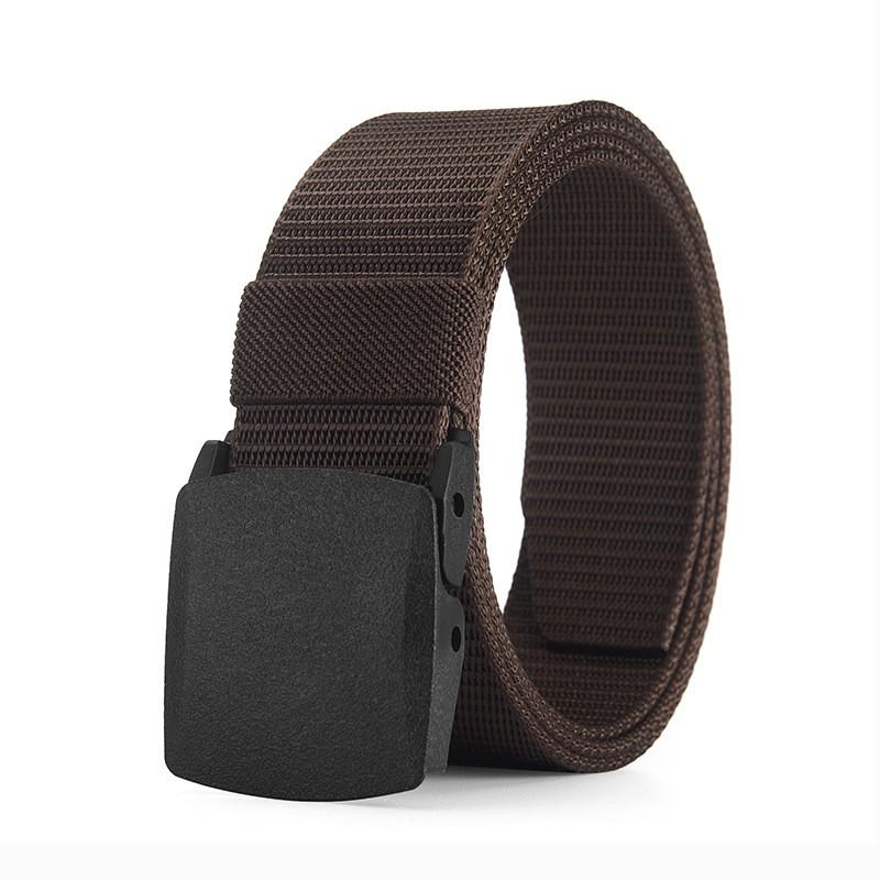 1pc Men's Canvas Belt Plastic Buckle Metal-Free Nylon Tactical Waist Belt Women's Belt Outdoor Hiking Webbing Belt Neutral Belts