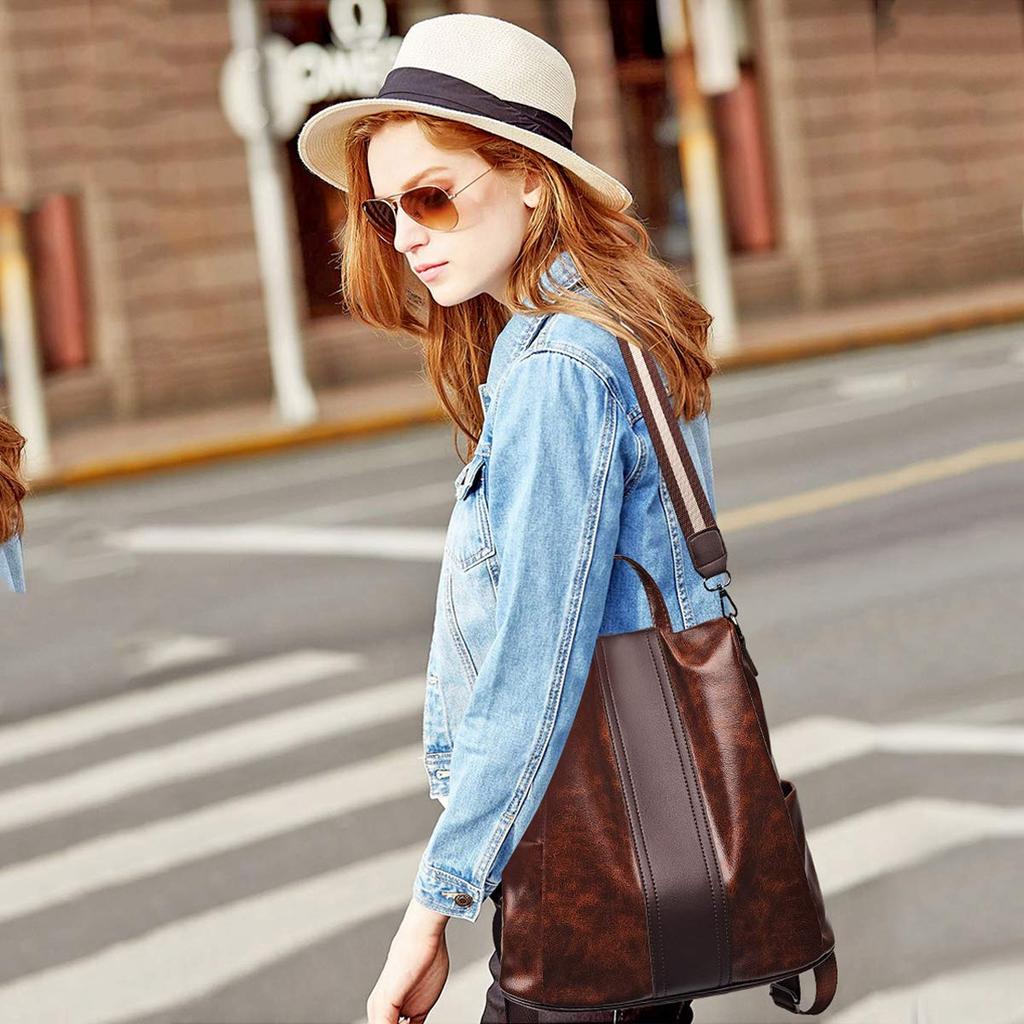 NICOLE DORIS Business Casual Popular for Cute Shoulder Large PU Perfect for and Coffee & Women's Anti-theft Backpack, Bag, Travel, Backpack, Adults,