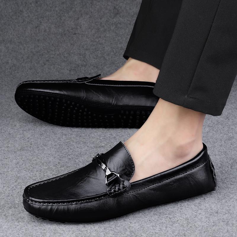 Fashion Elegant Man Slip-on Loafers Versatile Driving Footwear Men Comfy Moccasins Genuine Leather Men Shoes Classic Wedding Party Shoes