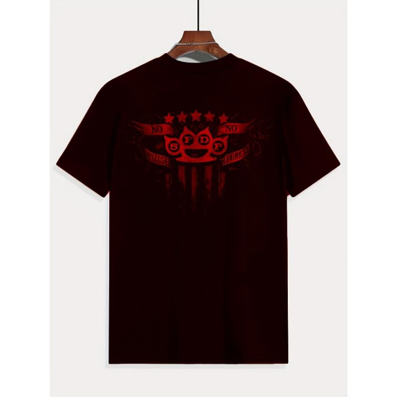 Europäische Größen Herren Kurzarm-T-Shirt mit Vintage-Buchstaben und Totenkopf-Mustern