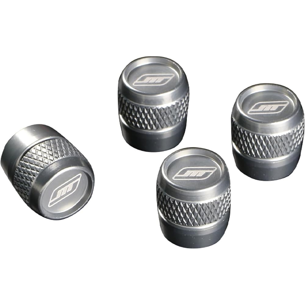 Monster Sport Air Valve Caps Light Gunmetal 4-Piece Set Aluminum Universal Barrel Shape Knurled Finish