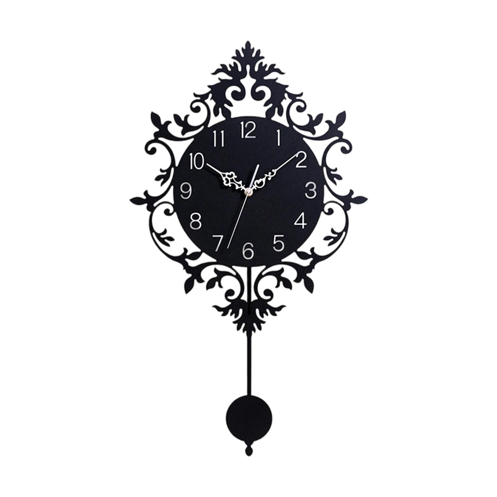

Wall Clock with Pendulum Acrylic, Decorative Clock, Wall Ornament, Silent for Nursery, Office, Living Room, Indoor, Kids Room чёрный