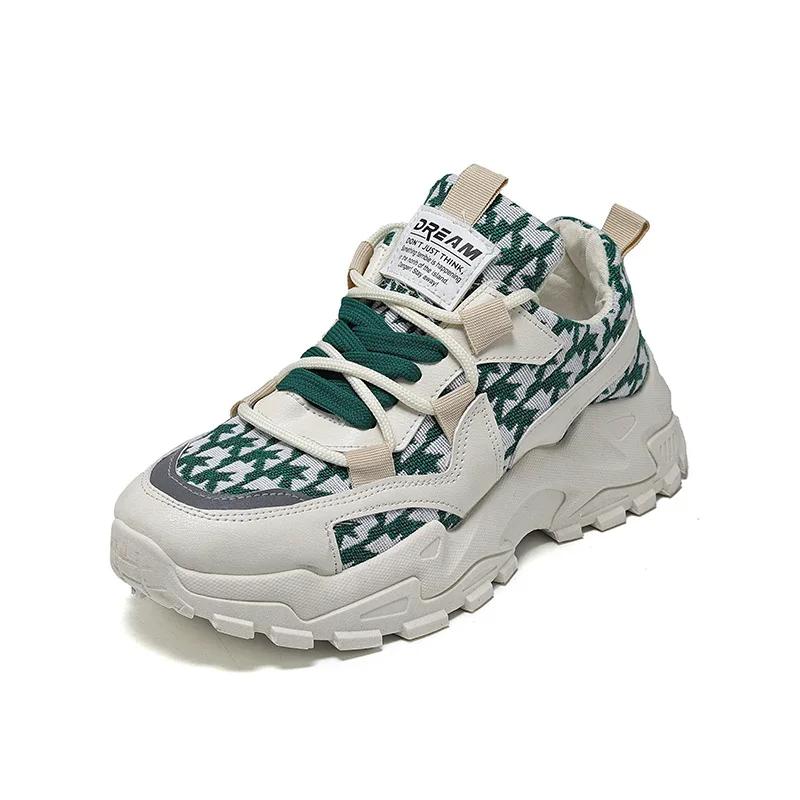 

Женская повседневная обувь 2024 Весна Новые туфли на танкетке со шнуровкой Женская мода Повседневная дышащая спортивная обувь Zapatillas Deporte 41 зелёный